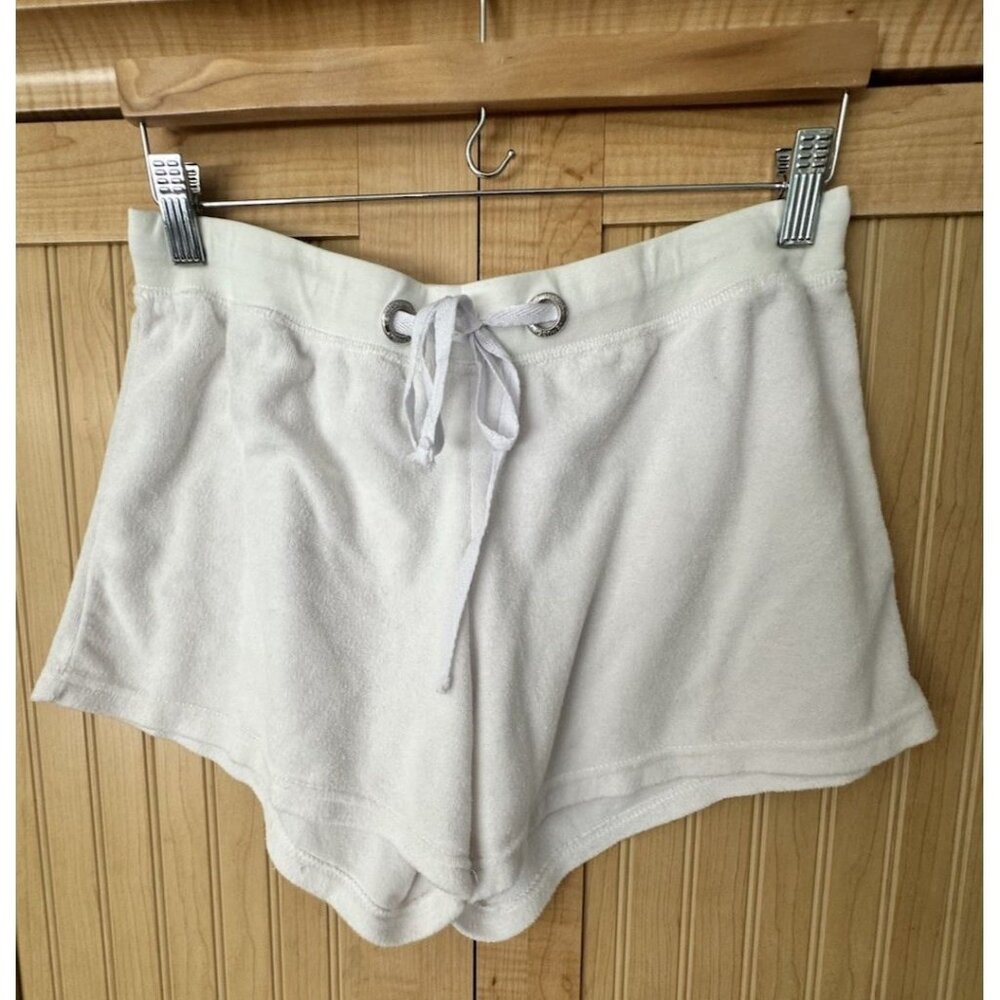 Venus Large White Terry Cloth Shorts With Drawstring‎ Beach Retro Y2K 90s